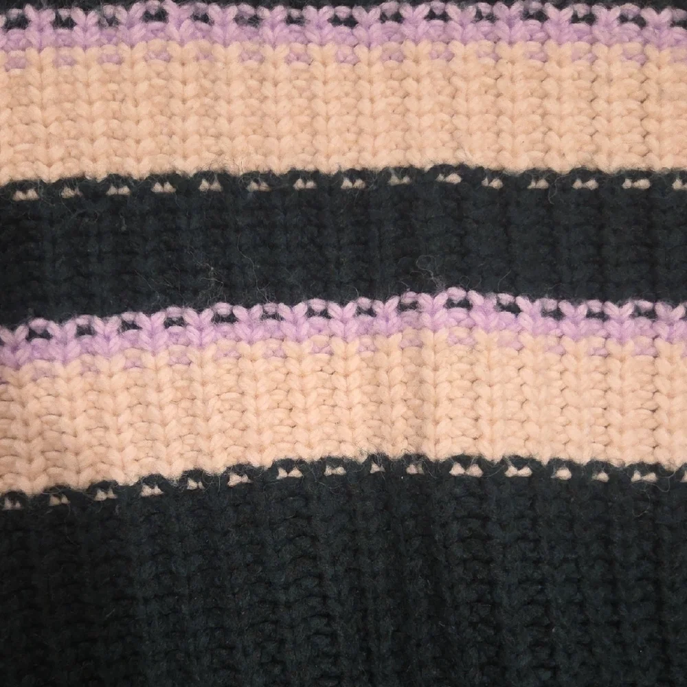 Aerie Black and Cream Striped V-Neck Sweater - Picture 2 of 5